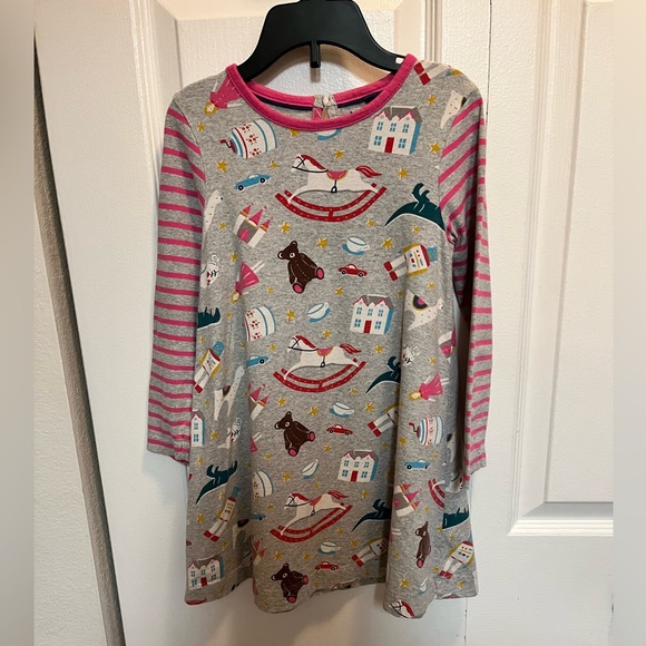 MINI BODEN PRE-LOVED AUTHENTIC GIRL’S PATTERN & STRIPED DESIGN SWING DRESS - Picture 1 of 17